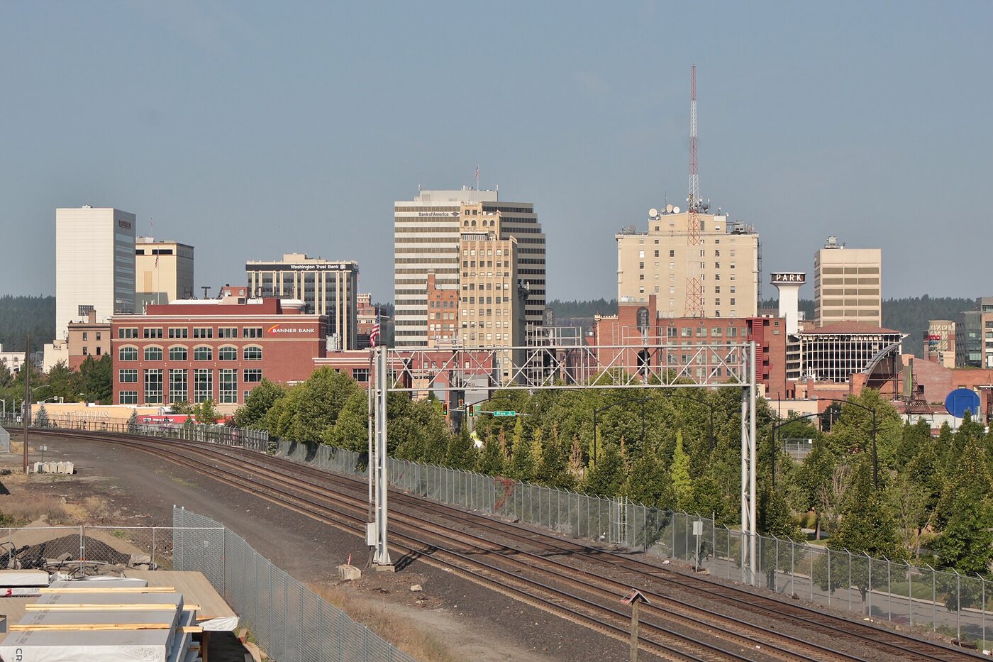 The downtown Spokane skyline seen from the University District.